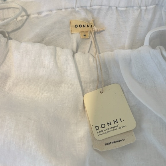 NWT DONNI Linen Spaghetti Dress, Powder, MD - Picture 6 of 9